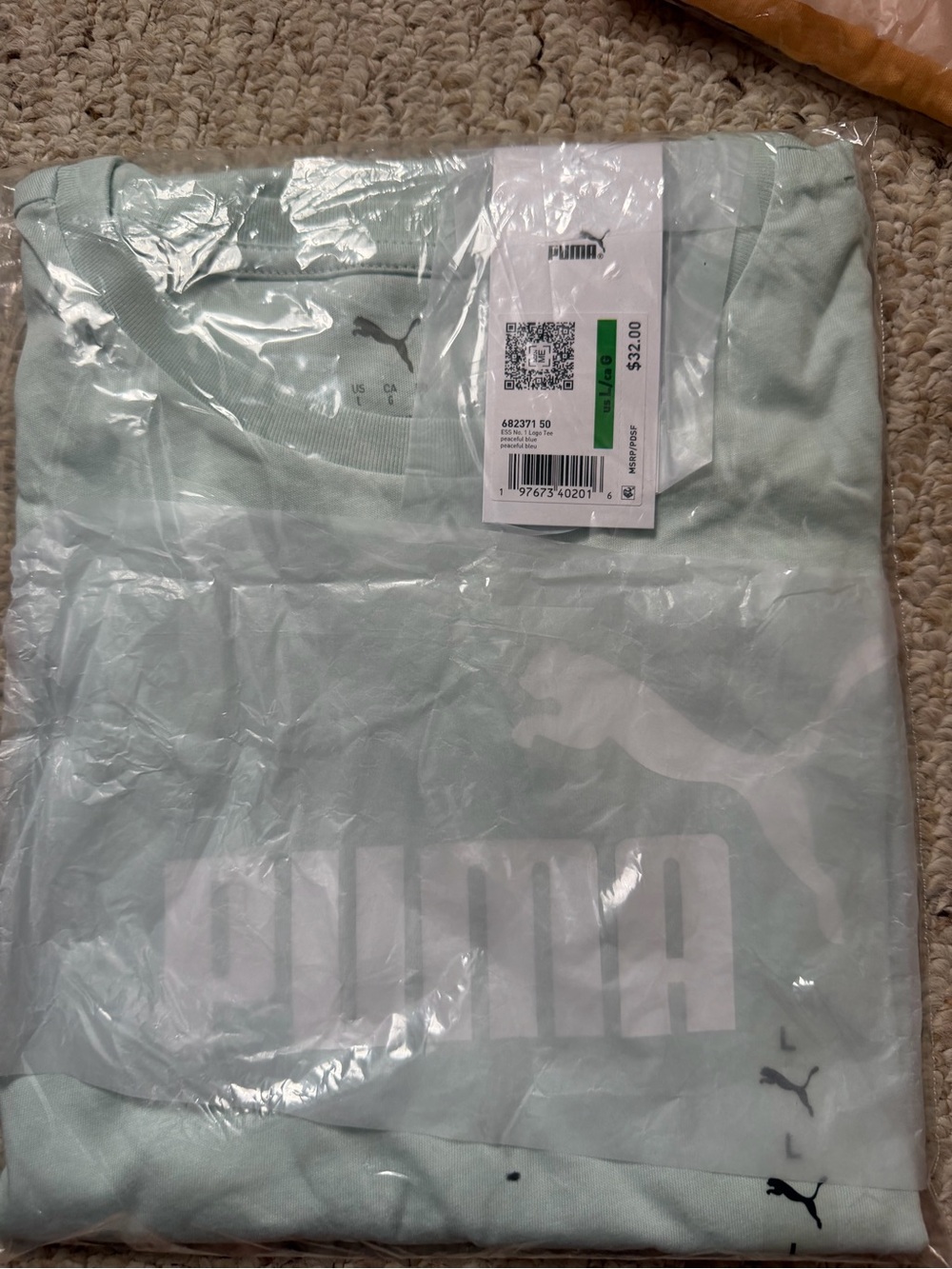 Puma Men’s Light Mint Green Logo Short Sleeve Tee